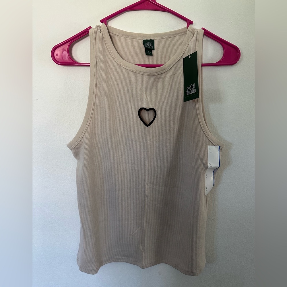 NWT!! Wild Fable Beige Tank Top with Heart Accent